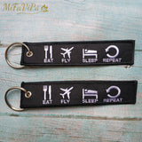 EAT FLY SLEEP REPEAT Aviation Keychain Trinket Strap Embroidery Gift Flight Crew