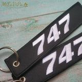 Boeing 747 Aviation Keychain Strap Embroidery Gift
