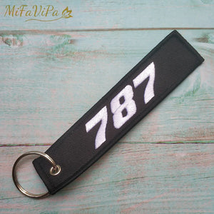 Boeing 787 Embroidered Aviation Key Chain Strap