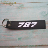 Boeing 787 Embroidered Aviation Key Chain Strap
