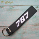 Boeing 787 Embroidered Aviation Key Chain Strap