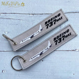 Boeing 737 Keychain Phone Strap Grey Aviation Key Chains for Men