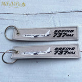 Boeing 737 Keychain Phone Strap Grey Aviation Key Chains for Men