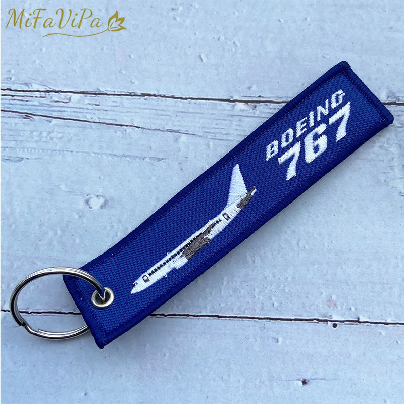 Boeing 767 Trinket Keychain Phone Strap Embroidery Aviation Key Chains