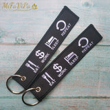 Motorcycle Embroidery Keychain EAT WORK SLEEP REPEAT Trinket Aviation Porte Clef