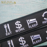 Motorcycle Embroidery Keychain EAT WORK SLEEP REPEAT Trinket Aviation Porte Clef