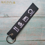 Motorcycle Embroidery Keychain EAT WORK SLEEP REPEAT Trinket Aviation Porte Clef