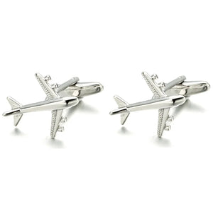 Pilot Silver Plated Airplane Shape Cufflinks