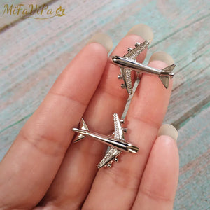 Pilot Silver Plated Airplane Shape Cufflinks