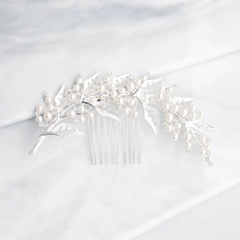 Leaves Pearl Hair Clip Comb Wedding Hair Jewelry Accessories Headpieces