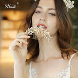 Leaves Pearl Hair Clip Comb Wedding Hair Jewelry Accessories Headpieces