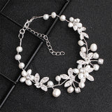 Flowers Austrian Crystal Bracelet Freshwater Pearls Wedding Bridal Bangles