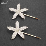 Starfish Crystal Hair Clips 2pcs Beach Wedding Bride Barrettes Women Hair Jewelr