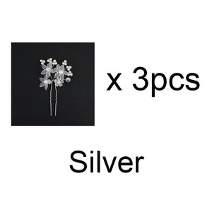 Bride Ivory Flower Hair Pins Wedding Hair Accessories 3Pcs