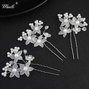 Bride Ivory Flower Hair Pins Wedding Hair Accessories 3Pcs