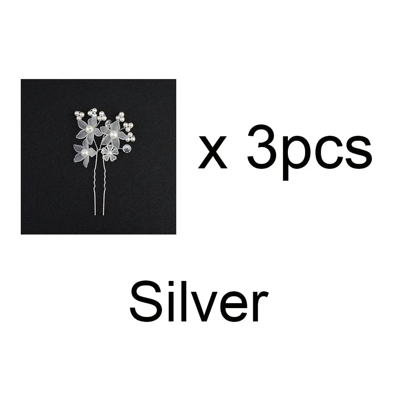 Bride Ivory Flower Hair Pins Wedding Hair Accessories 3Pcs