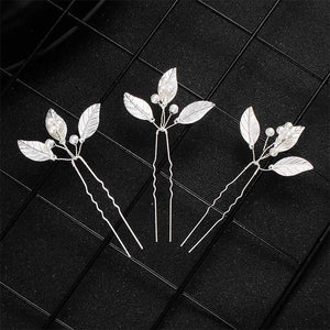 3Pcs Classic Pearls Leaves Wedding Hairpins Women Hair Clips Bridal Accessories