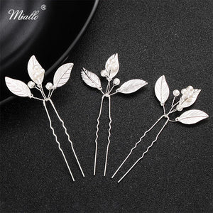3Pcs Classic Pearls Leaves Wedding Hairpins Women Hair Clips Bridal Accessories