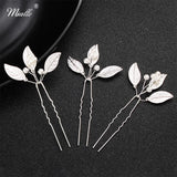 3Pcs Classic Pearls Leaves Wedding Hairpins Women Hair Clips Bridal Accessories