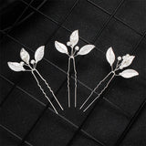 3Pcs Classic Pearls Leaves Wedding Hairpins Women Hair Clips Bridal Accessories