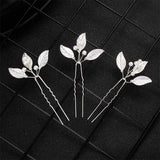 3Pcs Classic Pearls Leaves Wedding Hairpins Women Hair Clips Bridal Accessories