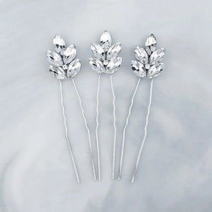 3pcs Silver Crystal Hair Pins Bridal Wedding Accessories for Women