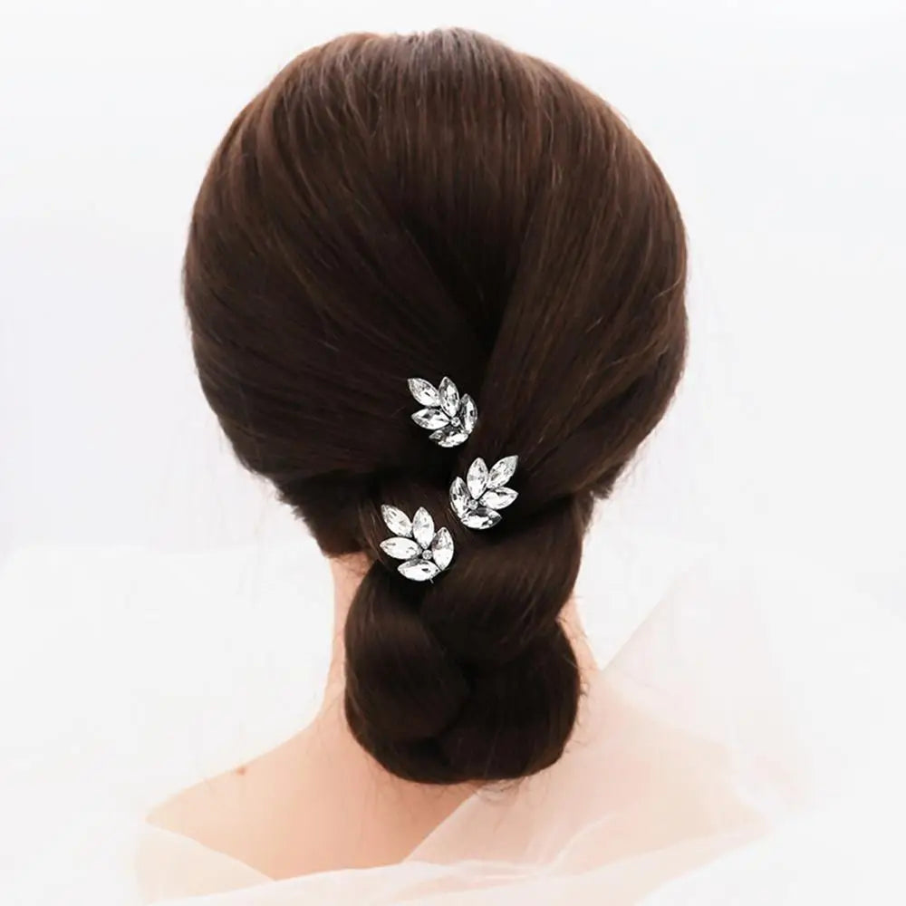 3pcs Silver Crystal Hair Pins Bridal Wedding Accessories for Women