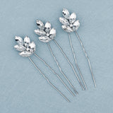 3pcs Silver Crystal Hair Pins Bridal Wedding Accessories for Women