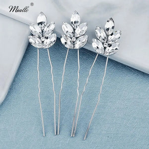 3pcs Silver Crystal Hair Pins Bridal Wedding Accessories for Women
