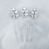 3pcs Silver Crystal Hair Pins Bridal Wedding Accessories for Women