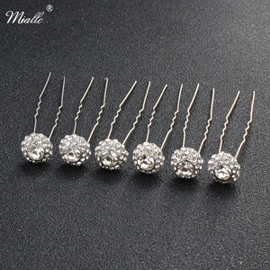 6 Pcs/lot Crystal Ball Hairpins Wedding Hair Accessories