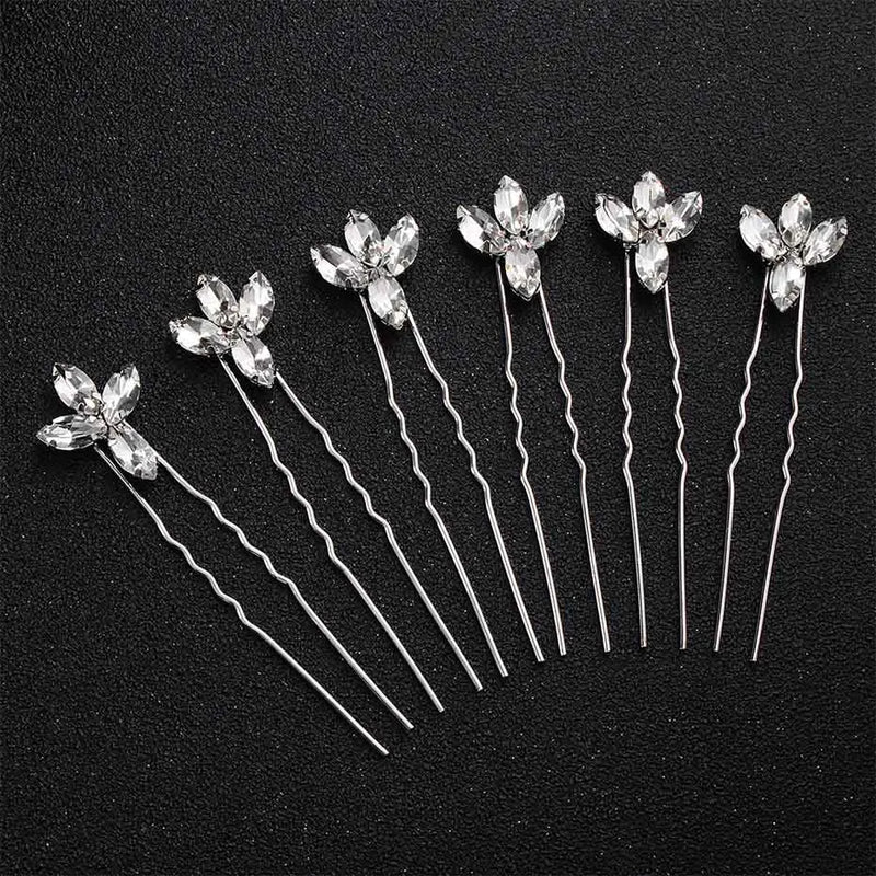 6pcs Austrian Crystal Wedding Hairpins