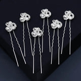 6pcs Rhinestone Hair Pins Clips for Women Bride Headpiece