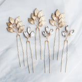 6pcs Leaves Crystal Wedding Hair Pins Bridal Hair Clips Jewelry Accessories