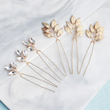 6pcs Leaves Crystal Wedding Hair Pins Bridal Hair Clips Jewelry Accessories