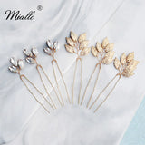6pcs Leaves Crystal Wedding Hair Pins Bridal Hair Clips Jewelry Accessories