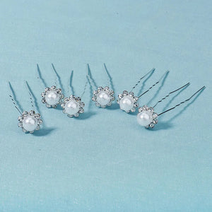 6pcs Silver Rhinestone Hair Pins for Bridal Wedding