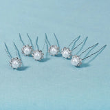 6pcs Silver Rhinestone Hair Pins for Bridal Wedding