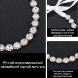 Crystal Rhinestones Flower Hair Ribbon Crown Wedding