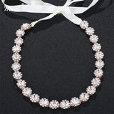 Crystal Rhinestones Flower Hair Ribbon Crown Wedding