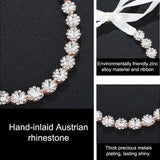 Crystal Rhinestones Flower Hair Ribbon Crown Wedding