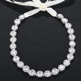 Crystal Rhinestones Flower Hair Ribbon Crown Wedding