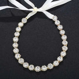 Crystal Rhinestones Flower Hair Ribbon Crown Wedding