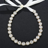 Crystal Rhinestones Flower Hair Ribbon Crown Wedding