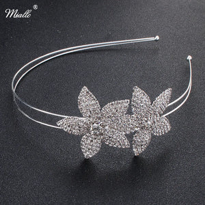 Crystal Rhinestone Crown Tiara Flower Headband for Wedding Bridal Prom