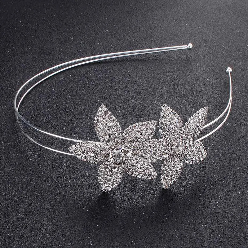 Crystal Rhinestone Crown Tiara Flower Headband for Wedding Bridal Prom