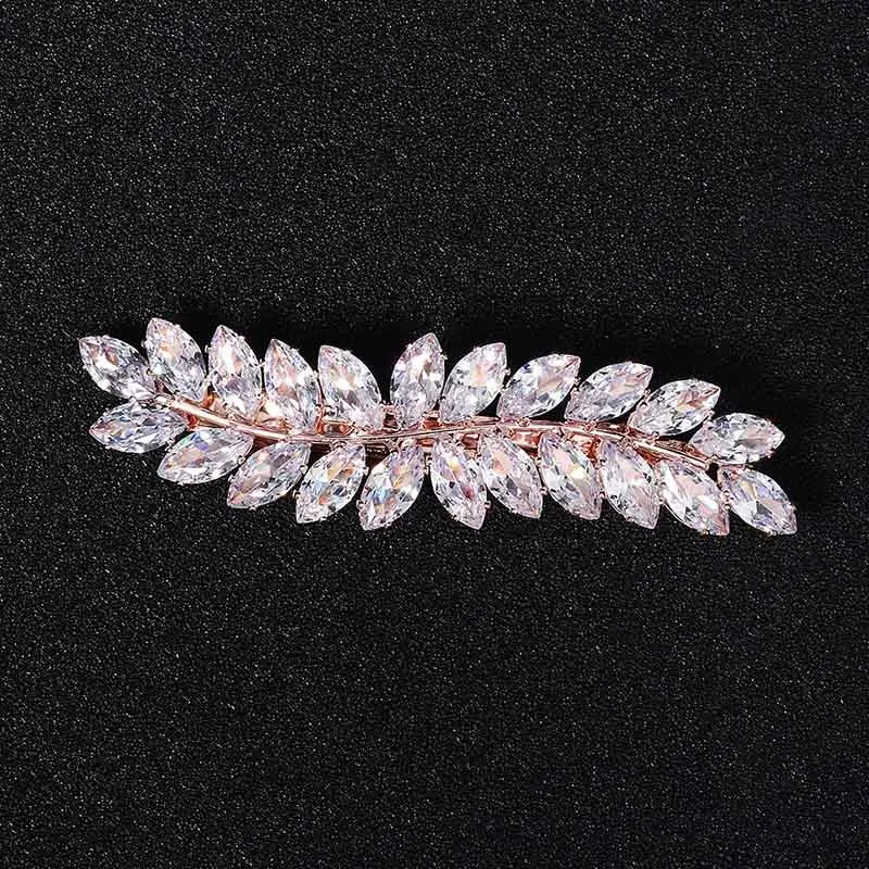 CZ Leaf Hair Clips Wedding Bridal Party Jewelry