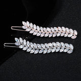 CZ Leaf Hair Clips Wedding Bridal Party Jewelry