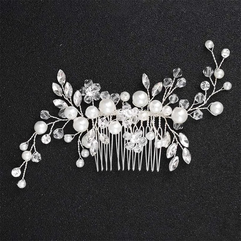 Crystal Pearls Hair Combs Clips Wedding Jewelry Hair Accessorie