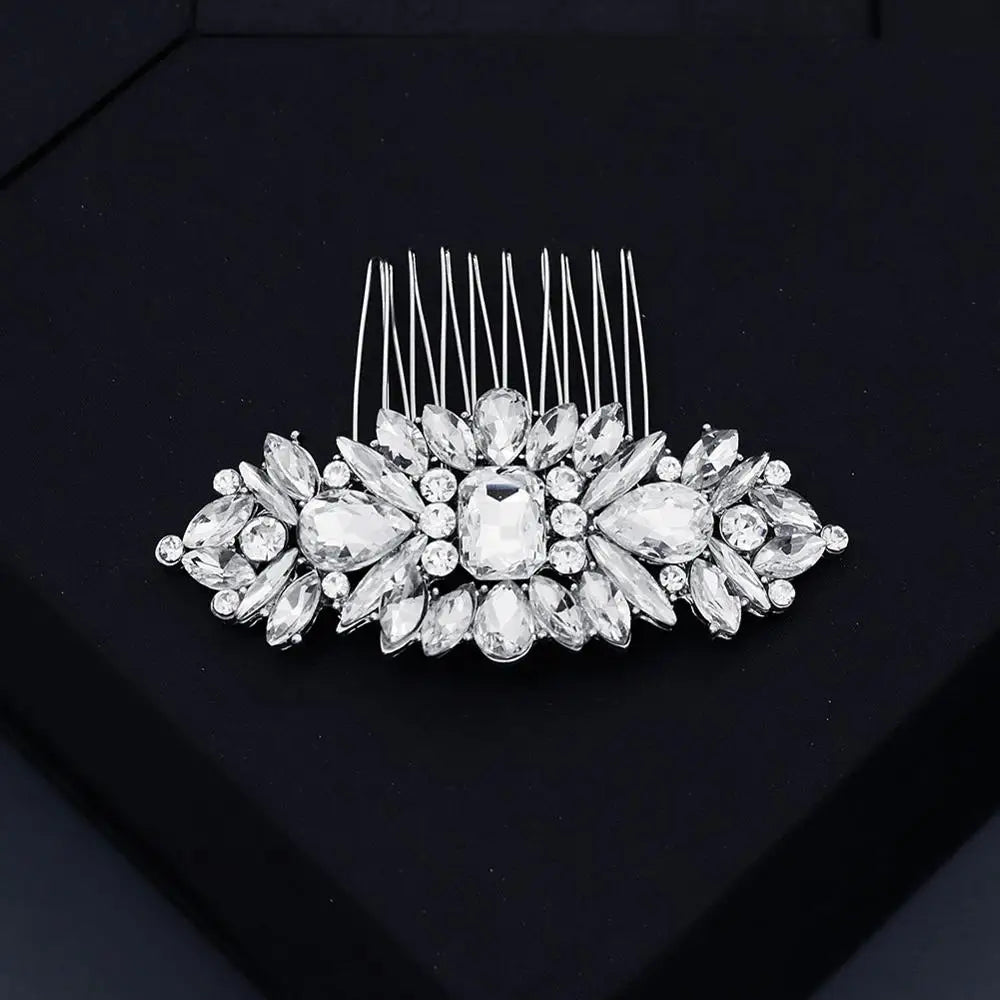 Crystal Hair Comb Clips Silver Bridal Wedding Hair Jewelry for Women